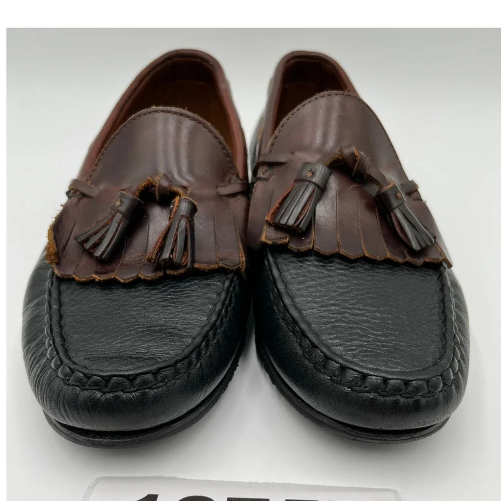 Allen Edmonds Loafers Mens 9.5 Black Brown Excellent Kiltie Tassel USA Leather